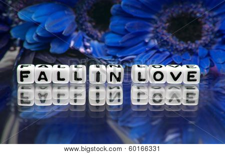 Blue Theme With Fall In Love Message