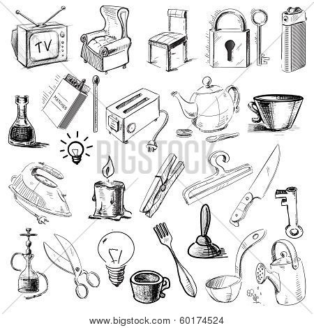 Household home objects collection