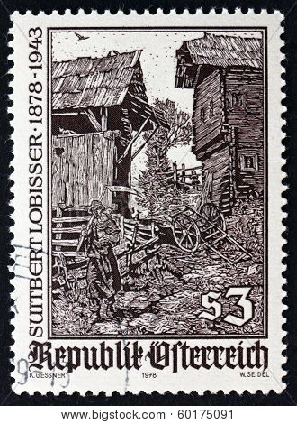 Postage Stamp Austria 1978 Woodcut By Switbert Lobisser