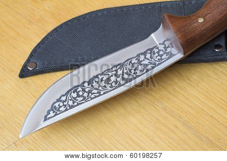 Beautiful Hunting Knife And A Case For The Knife.