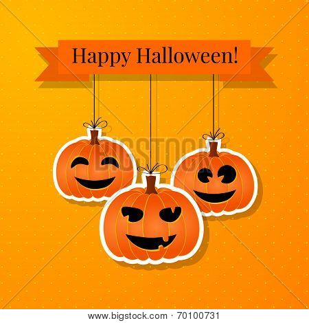 Halloween Background With Smiling Pumpkins