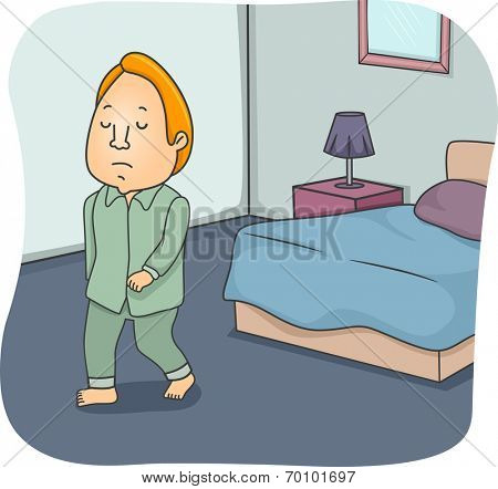 Illustration of a Sleepwalking Man