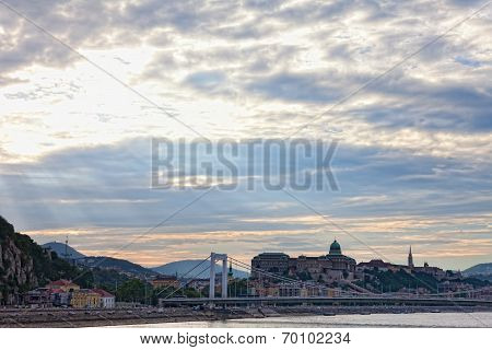 Budapest view of Budaysky hills and royal palace