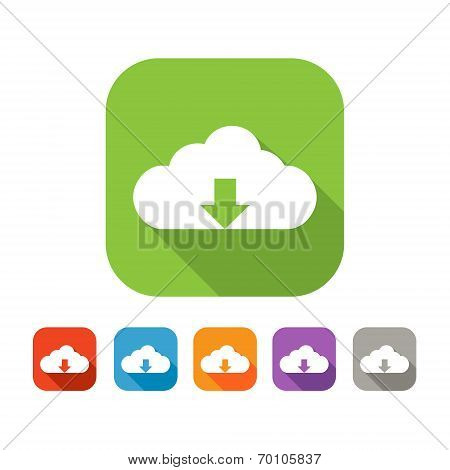 Color set of flat cloud upload icon