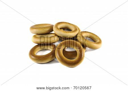 Pile Of Baked Crispy Cracknels Isolated Against White
