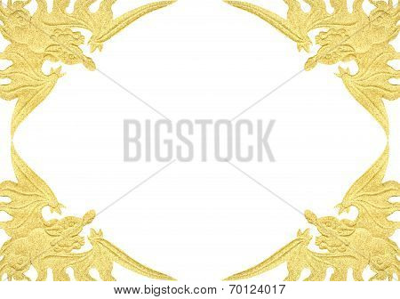 Golden Dragon Frame Isolated On White