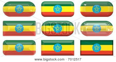 Nueve botones de cristal de la bandera de Ethopia