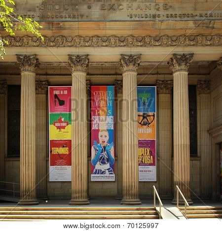 MONTREAL  CANADA - JUNE 02, 2014:  The Centaur Theatre is located in the Old Stock Exchange Building, home to the Montreal Stock Exchange. It was built in 1903 by American architect George B. Post.