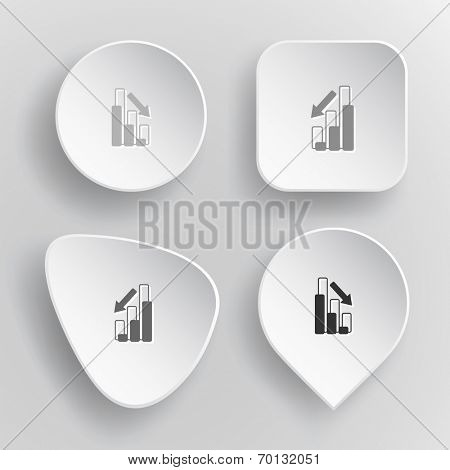 Graph degress. White flat vector buttons on gray background.
