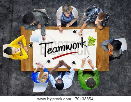 People in a Meeting and Teamwork Concepts
