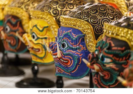 Thai Traditional Mask Used in Thai traditional dance of the Ramayana Saga