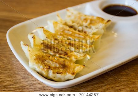 Close Up Fried Dumpling, Gyoza.