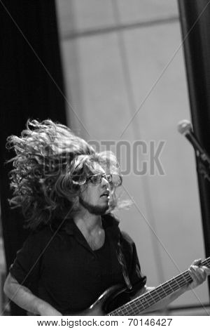 Bass Guitar Player Live On Stage