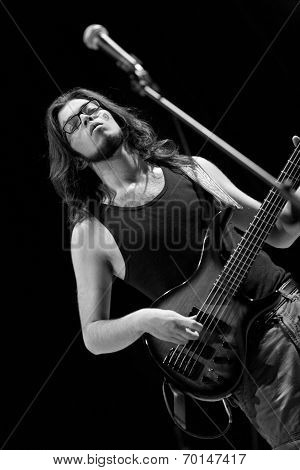 Bass Guitar Player Live On Stage