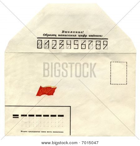 One Vintage Soviet Russian Envelope Isolated
