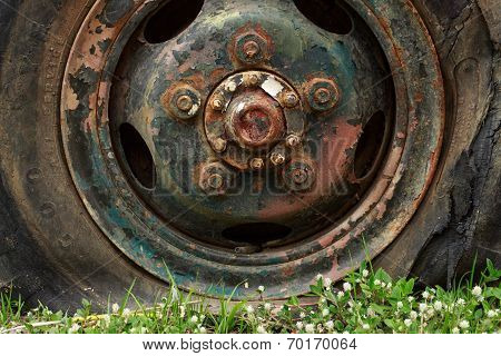 old tire of automobile background