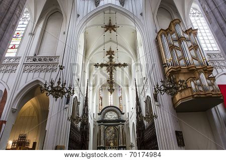 Interiors of Notre dame d'Anvers cathedral, Anvers, Belgium
