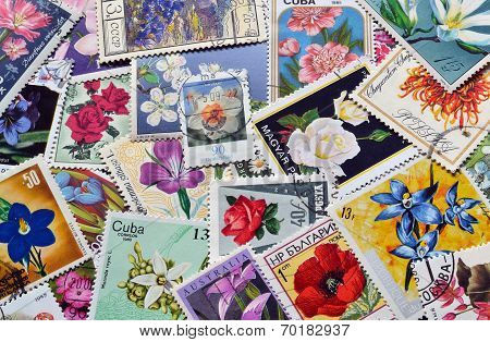 Flowers on stamps
