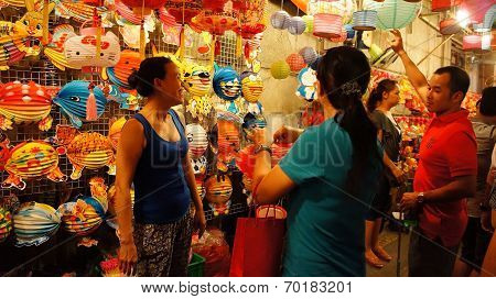 Ho Chi Minh Lantern Street At Night