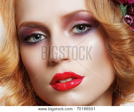 Portrait Of Snazzy Enchanting Woman With Bright Make-up