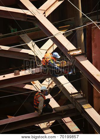 Vietnam Construction Worker Working On Site