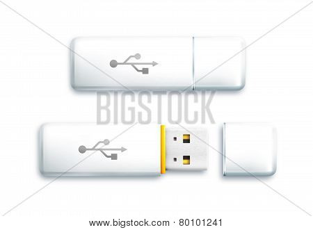 USB flash drive on white background