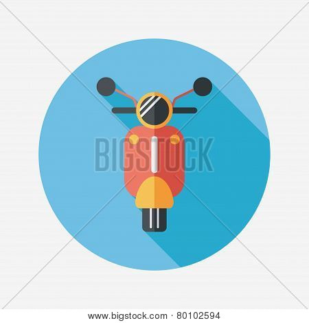 Transportation Scooter Flat Icon With Long Shadow,eps10