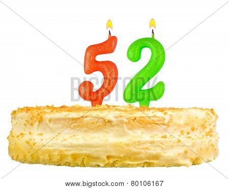 Birthday Cake With Candles Number Fifty Two