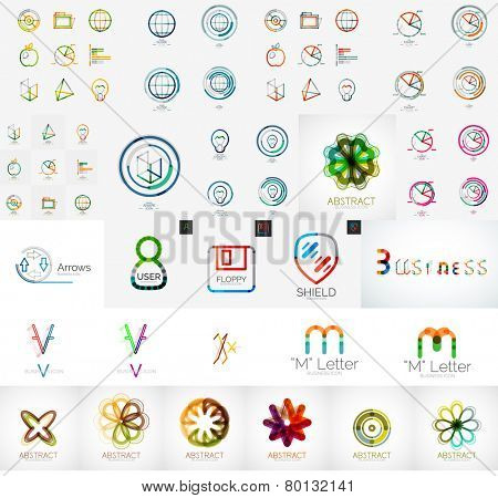 Logo collection, abstract geometric business icon set, company branding identity designe lements