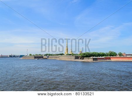 Petropavlovskaya fortress on hare island in St. Petersburg