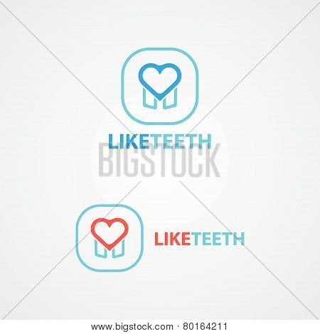 Logo combination of a tooth and heart.