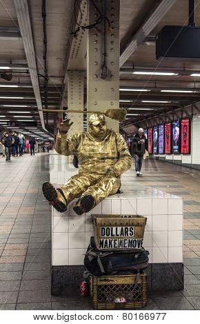Entertainer On Subway Platform