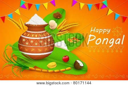 illustration of Happy Pongal greeting background