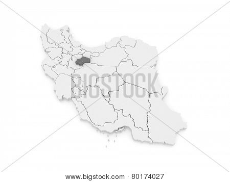 Map of Qum. Iran. 3d