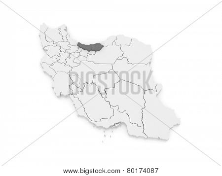 Map of Mazandaran. Iran. 3d