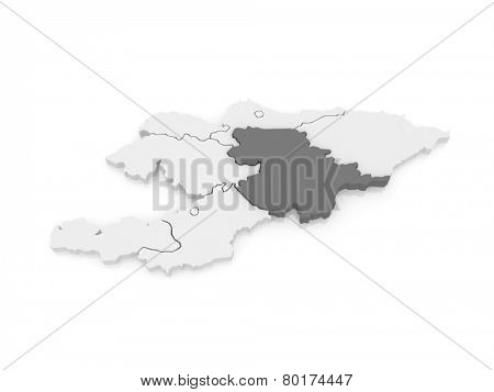 Map of Naryn. Kyrgyzstan. 3d