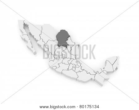 Map of Coahuila. Mexico. 3d