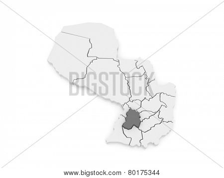 Map of Paraguari. Paraguay. 3d