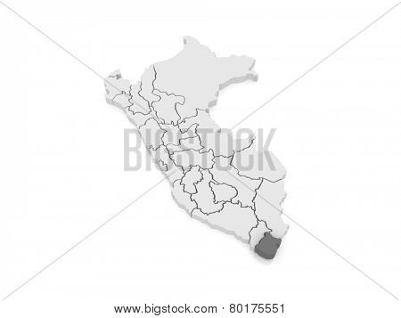 Map of Tacna. Peru. 3d
