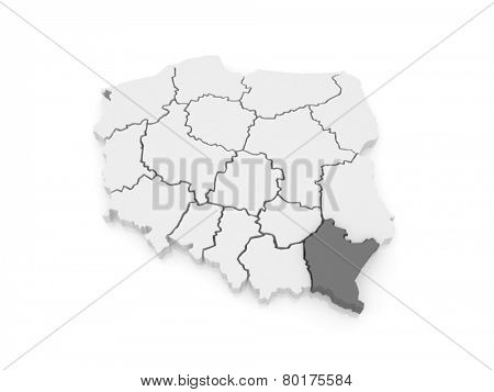 Map of Subcarpathian. Poland. 3d