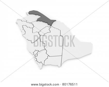 Map of El Al Hudud Northern Border. Saudi Arabia. 3d
