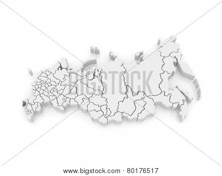 Map of the Russian Federation. Republic of Adygea. 3d