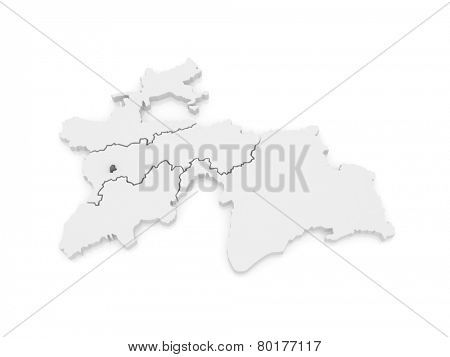 Map of Dushanbe. Tajikistan. 3d