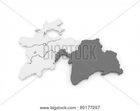 Map of Gorno-Badakhshan. Tajikistan. 3d