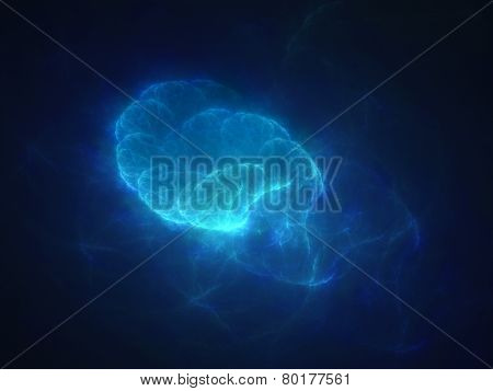 Blue Glowing Quantum In Space