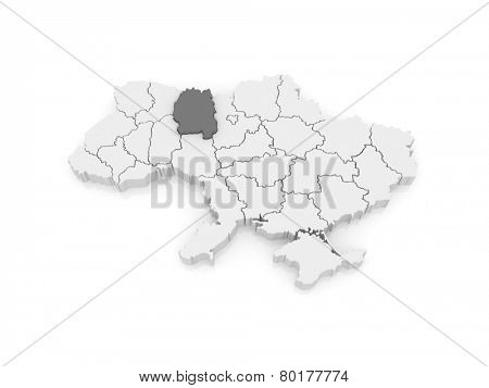 Map of Zhytomyr region. Ukraine. 3d