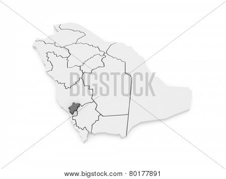 Map of Al-Baha. Saudi Arabia. 3d