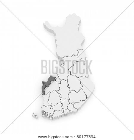 Map of Ostrobothnia. Finland. 3d