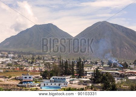 Village Mitad Del Mundo Located At The Foothills Of The Andes, South America