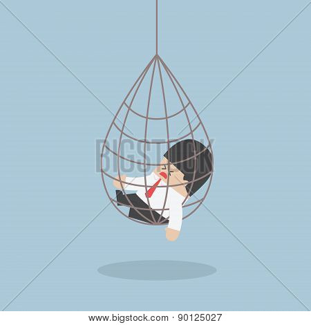 Businessman Caught In A Net Trap
